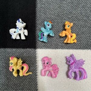 Hasbro My Little Mini Glitter Pony 2” Figurine- Lot of 6